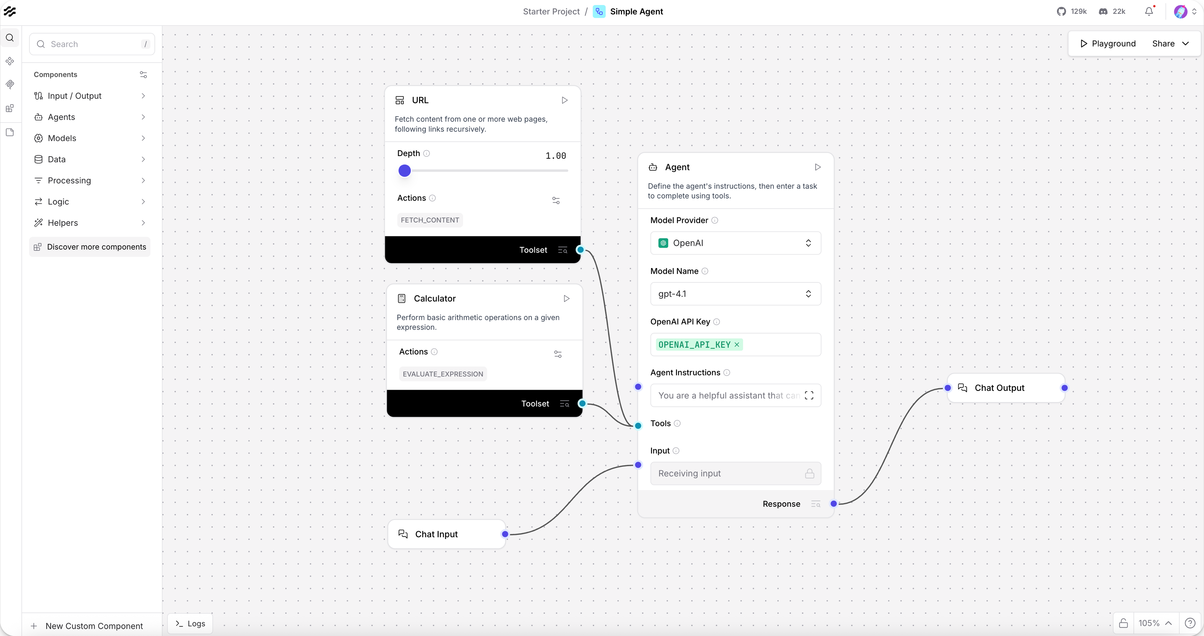 quickstart simple agent flow