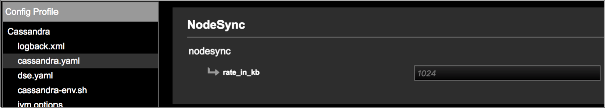 Configure NodeSync rate in cassandra.yaml config profile of LCM