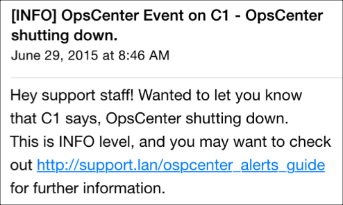 Example email alert output