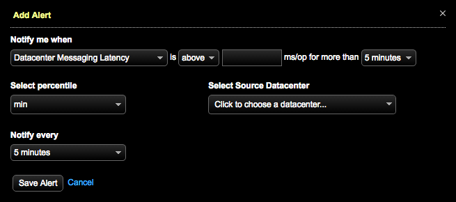 DC message latency alert dialog