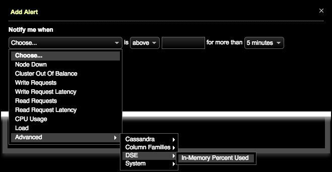 opscAlertInMemoryPercentUsed