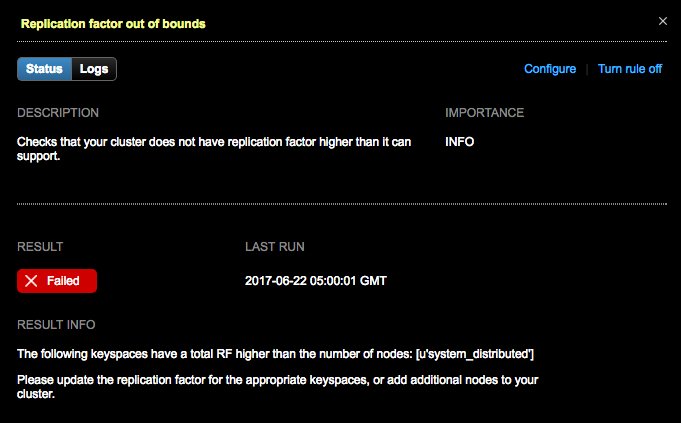 Status view of Best Practice Rule
