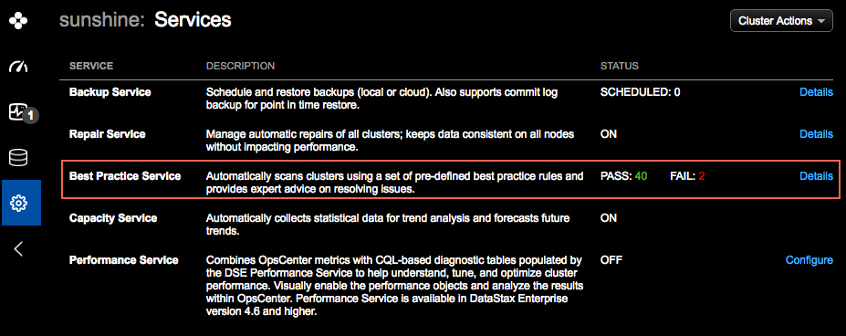 Best Practice Service Status Services Page