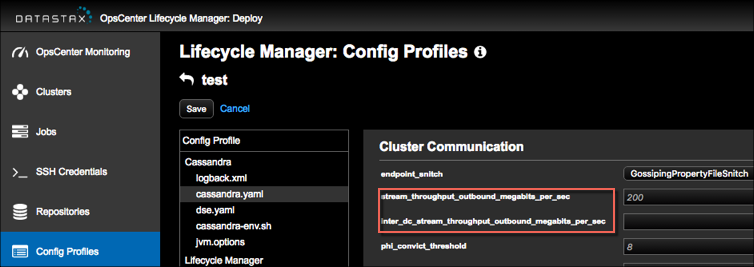 Update throttle options in LCM