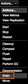 Drain option Node Details Actions menu