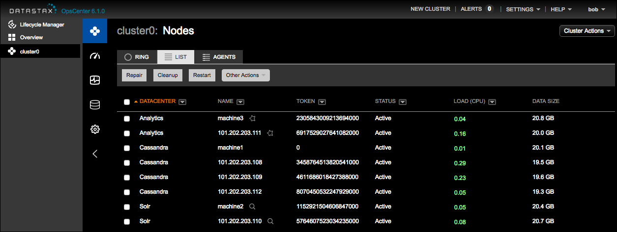 opscNodeListSparkSolr