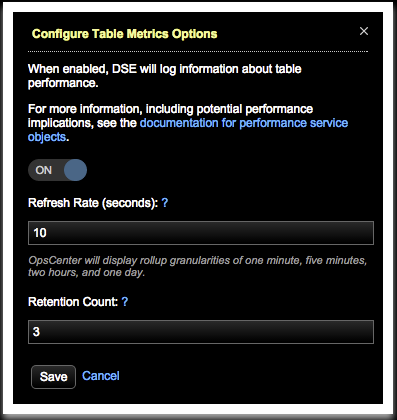 perfServiceConfigTableMetrics