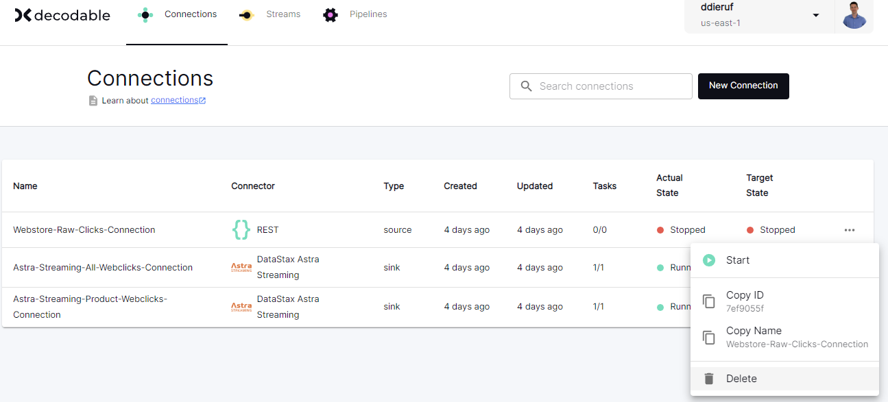 Delete decodable connection